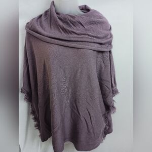 CHICOS Western Purple Shawl Oversized Cozy Cowlneck‎ Poncho Wrap Cabincore